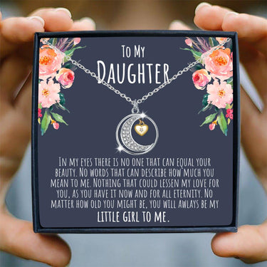 To My Daughter (Love Dad) Moon & Back Necklace - Love You This Much